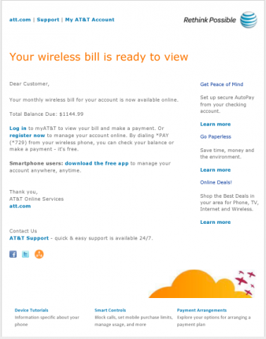 Fake AT&T Bill