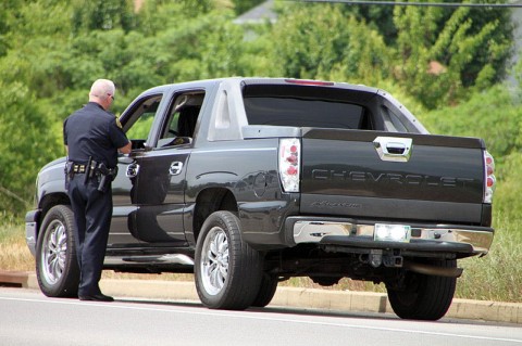 Lt Phil Ashby on a traffic stop. (Photo by CPD-Jim Knoll)