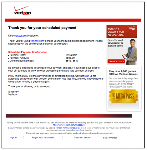 Fake Verizon Bill