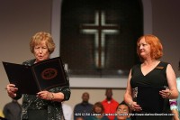 Montgomery County Mayor Carolyn Bowers, and Clarksville City Councilwoman Kaye Jones on stage to present official proclamations