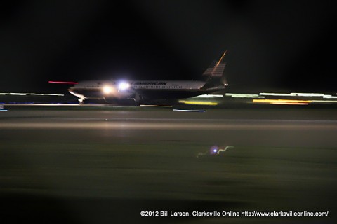 The Aircraft Bearing the Returning Soldiers Home Touching down on Campbell Army Airfield