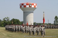 The 101st Sustainment Brigade passes in review