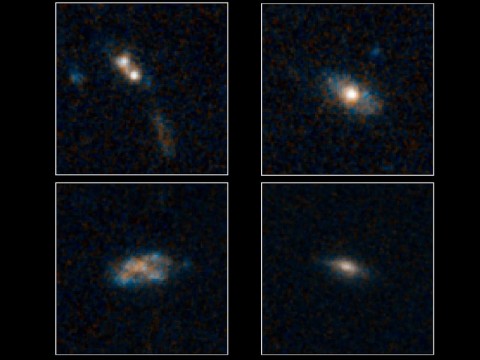 The galaxies pictured here have so much dust surrounding them that the brilliant light from their quasars cannot be seen in these images NASA's Hubble Space Telescope. Quasars are the brilliant beacons of light that are powered by black holes feasting on captured material, and in the process, heating some of the matter to millions of degrees. (Image credit: NASA/ESA/Yale)