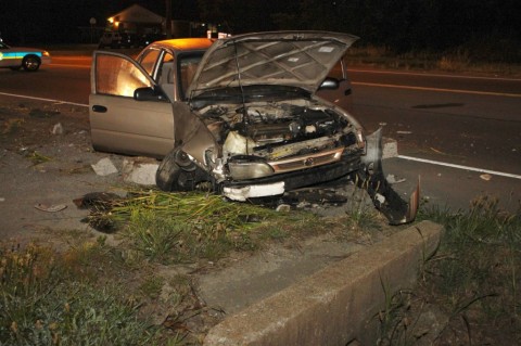 Toyota Corolla that crashed on Ashland City Road early Tuesday Morning, June 19th. (Photo by CPD-Jim Knoll)