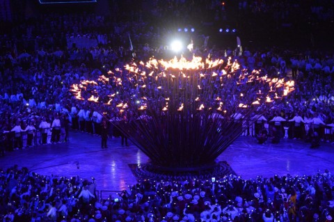 Twenty U.S. military athletes and coaches joined in the opening ceremony for the Summer Olympic Games at Olympic Stadium in London, July 27, 2012. (Tim Hipps/U.S. Army)