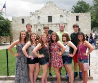 Stewart County High School students in front of the Alamo in San Antonio, TX.