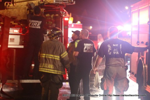 Clarksville Fire Rescue personnel at the house fire on the Ellsworth Court 