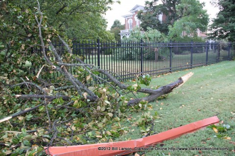 Some of the storm damage at Austin Peay State University which was the hardest hit during yesterdays storm