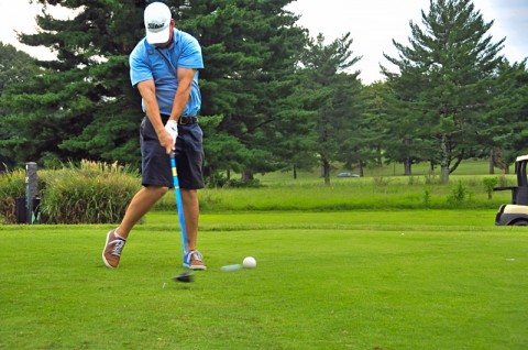 Staff Sgt. Daniel Robert, the information operations senior enlisted for the 2nd Brigade Combat Team 101st Airborne Division (Air Assault), drives a ball off of the 18th tee box during the Week of the Eagles Legacy Golf Tournament, held at Fort Campbell’s Cole Park Commons, Aug. 13. Robert and his team finished with a 14-under par score to win the tournament and received the Week of the Eagles 1st place gold medal. (U.S. Army photo by Sgt. Jason Ross, 2nd BCT PAO, 101st Abn. Div.)