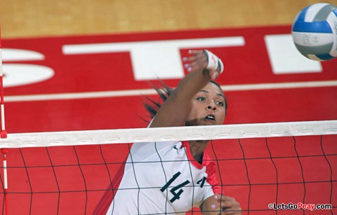 APSU Volleyball's Sophomore Jada Stotts recorded a career-best 19 kills against UALR, Saturday. (Courtesy: Keith Dorris/Dorris Photography)