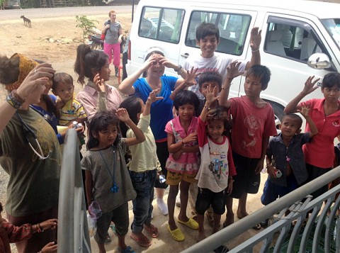 Cambodia children waiting to get medical care.