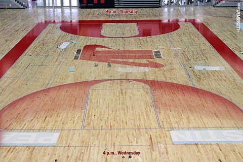 Austin Peay Dunn Center's floor project. (Courtesy: Austin Peay Sports Information)