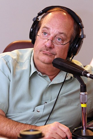 Hank Bonecutter doing his morning show "The Bone Show".