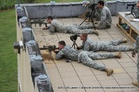 A U.S. Army sniper takes a shot at a target downrange