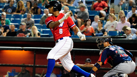 Nashville Sounds Khris Davis ties the game with a sacrifice fly in the fifth. (Mike Strasinger / Nashville Sounds) Nashville Sounds Khris Davis ties the game with a sacrifice fly in the fifth. (Mike Strasinger / Nashville Sounds)