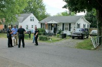 Clarksville Police investigaing the shooting at a residence on Riverview Drive. (Photo by CPD Jim Knoll)