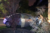 Pontiac G-6 runs into rail road bridge abutment near Crossland Avenue. (Photo by Officer Bill Van Beber-CPD)