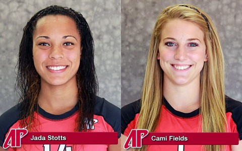 Jada Stotts and sophomore setter Cami Fields were named to the all-tournament team. Jada Stotts and sophomore setter Cami Fields were named to the all-tournament team.