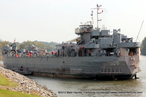 USS LST 325 docking at the McGregor Park Boat Ramp.