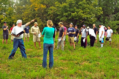 Officers and senior enlisted with 1st Battalion, 502nd Infantry Regiment, 2nd Brigade Combat Team, 101st Airborne Division (Air Assault), form the Confederate and Union lines to get a better idea of the military tactics used during the Civil War, September 28th. Understanding the outcome of decisions that were made is a good tool in developing today’s leadership.