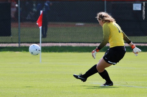 APSU Soccer's Haylee Shoaff makes eight saves for the Lady Govs Sunday afternoon. (Courtesy: Brittney Sparn/APSU Sports Information)