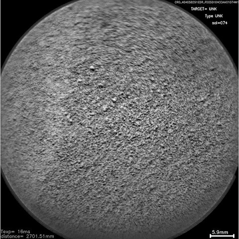 The Chemistry and Camera (ChemCam) instrument on NASA's Mars rover Curiosity used its laser and spectrometers to examine what chemical elements are in a drift of Martian sand during the mission's 74th Martian day, or sol (October 20th, 2012). Image (Credit: NASA/JPL-Caltech/LANL/CNES/IRAP/LPGN/CNRS)