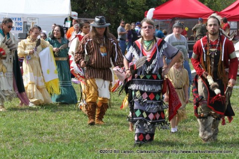 The Head Lady Mayola Maizeand the Head Man Jesse Cross lead a dance