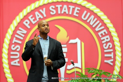 Author Wes Moore, giving the keynote address for the 2012 Peay Read at Austin Peay State University