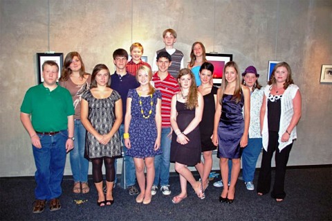 Photo of last year’s InTEENsity artists: (Front Row- L to R) Matthew Schoenbaum, Isla Rose Gwozdz, Kristen Holmes, Andrea Young, Mariah Fooshe, Ashley Tidwell (Second Row- L to R) Carly Clark, David Jack, Phillip Jones, Megan Fooshe, Rebekah Randolph (Back Row- L to R) Brian Styer, Reilly Rich, Marissa Fooshe. (Photo by Amy Rich)