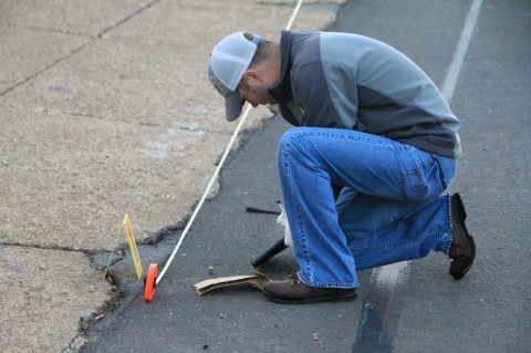 Clarksville Police officer investigating the scene of the shooting. (Photo by CPD-Jim Knoll)