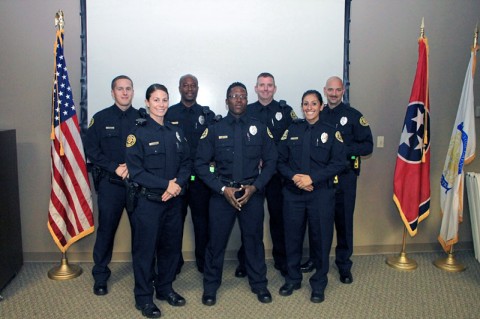 (Back row-L-R) Adam Bagwell, Leroy Johnson, Robert Blamer, Chris Bailey, (Front row-L-R) Brandy Marley, Tony Dillard, Deana Valarezo. (Photo by CPD-Jim Knoll)