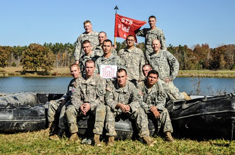 The combat engineers of Strike Team 1 from Company A, 2nd Brigade Special Troops Battalion, 2nd Brigade Combat Team, 101st Airborne Division (Air Assault), pose for a group photo after the team completed their final event in the Fort Campbell Sapper Stakes 2012 held at the post’s Demolition Range 39 and Training Area 44, Oct. 23rd-24th. (U.S. Army photo by Sgt. Joe Padula, 2nd BCT PAO, 101st Abn. Div.)