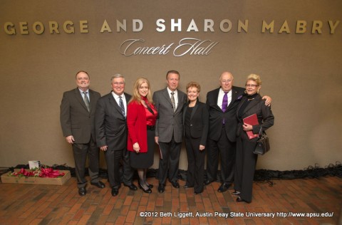 Dr Kenneth Lee, APSU President Tim Hall, Lee Hall, George Mabry, Sharon Mabry, Evans Harvill, and Sherri Harvill