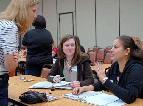 Spouses of Soldiers participate in a Spouse Master Resilience Training exercise Oct. 22 at the Fort Campbell Family Resource Center. (U.S. Army/Sgt. Alan J. Graziano)