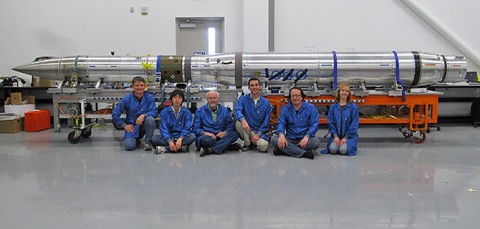 The FOXSI team sits in front of the integrated payload before it gets ready for launch (from left to right: Paul Turin, Shinya Saito, Stephen McBride, Steven Christe, Säm Krucker, Lindsay Glesener). (Credit: NASA/S. Fitzpatrick) The FOXSI team sits in front of the integrated payload before it gets ready for launch (from left to right: Paul Turin, Shinya Saito, Stephen McBride, Steven Christe, Säm Krucker, Lindsay Glesener). (Credit: NASA/S. Fitzpatrick)