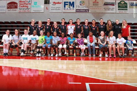 Austin Peay Lady Govs Volleyball team and skill camp participants. (Courtesy: Brittney Sparn/APSU Sports Information)