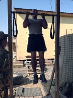 U.S. Army Sgt. 1st Class Danny Chappell, platoon sergeant for 3rd Platoon, Company A, 3rd Battalion,187th Infantry Regiment, 3rd Brigade Combat Team “Rakkasans,” 101st Airborne Division (Air Assault), completes the pull-up event at Combat Outpost Chergotaw, Nov. 1st, 2012. The Angel Rak Competition is a test that identifies the strongest and most physically fit squads in the Company. (U.S. Army photo by Capt. Erik Alfsen, 3-187th Chaplain)