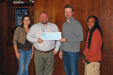 YMCA check was accepted by James “O’Bee” O’Bryant Executive Director of the Clarksville Area YMCA. From L to R: Jessica Goldberg (Race Director), O’Bee O’Bryant (YMCA Executive Director), Jim Manning (CDE Lightband), and Channel Lemon (Race Director). 