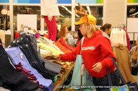 A shopper wearing Antlers on Black Friday