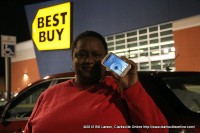 Tya Jackson outside Best Buy with her new phone