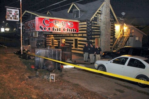 Clarksville Police processing the crime scene of a shooting death at C-Ray’s Social Club on Fort Campbell Boulevard Friday Night. (Photo by CPD-Jim Knoll)