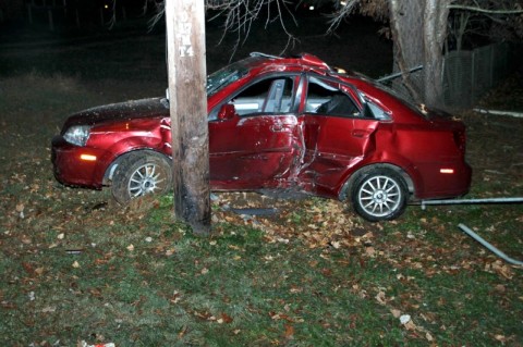 2005 Suzuki Firenza was being driven on Ringgold Road when it left the road and stuck a utility pole.
