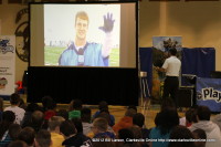 Tennessee Titans Wide Receiver Marc Mariani speaking with the students of Northeast Middle School