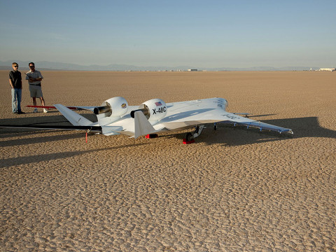 NASA and Boeing began test flights of the X-48C Blended Wing Body remotely piloted vehicle. (Image credit: NASA/Carla Thomas)