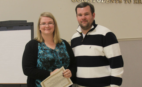 Burt Fifth Grade Teacher Kenzi Neuman with School Board member Josh Baggett.