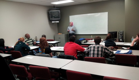 Kohls Manager Brian Ballinger speaking to the students 