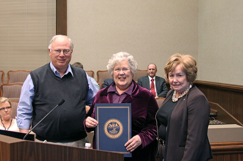 Susan and Bobby Powers with Montgomery County Mayor Carolyn Bowers.