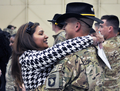 Approximately 103 Soldiers from the 101st Combat Aviation Brigade, 101st Airborne Division (Air Assault), returned from deployment in Afghanistan during a welcome home ceremony, February 27th, at Fort Campbell, KY. (Photos by 101st Airborne Division Public Affairs Office).