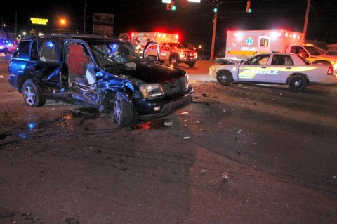 2003 Chevy Trailblazer turned in front of a Clarksville Police patrol car and was hit in the passenger side. (Photo by CPD-Jim Knoll)