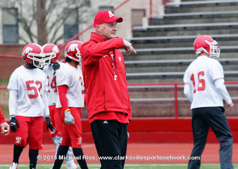 APSU Head Coach Kirby Cannon first day of spring practice. APSU Head Coach Kirby Cannon first day of spring practice.